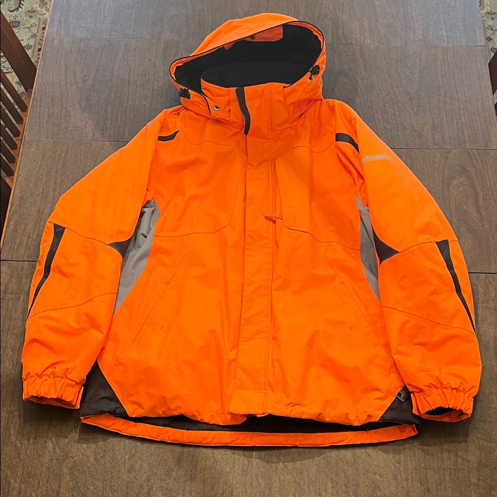 Karbon Bright Orange Hooded Ski/Snowboard Jacket Large